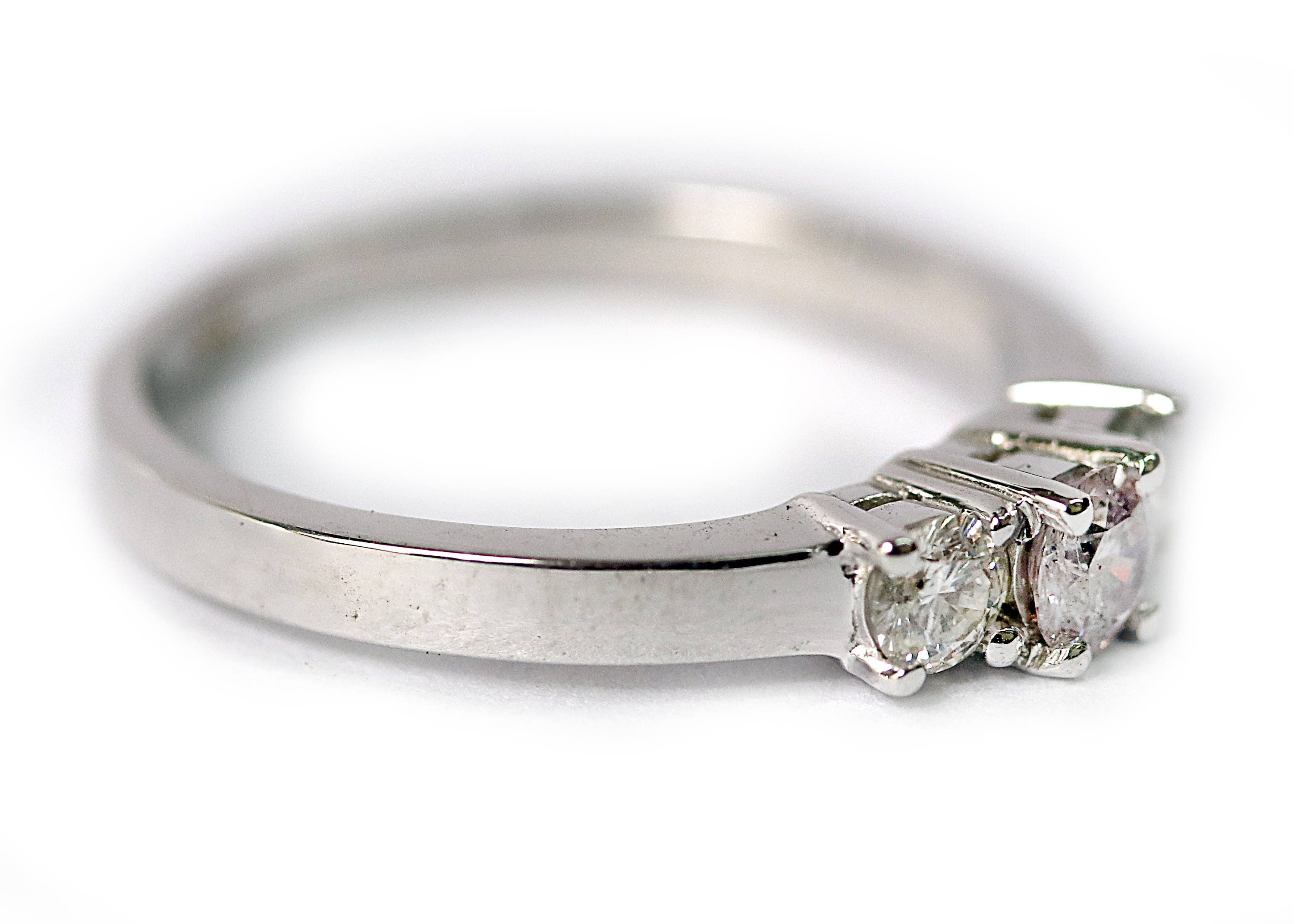 Natural Light Pink diamond center 14K white gold engagement ring