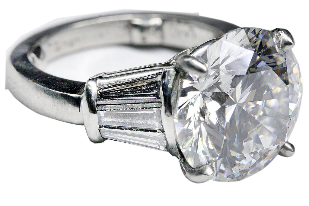 8ct round lab diamond platinum ring, handmade