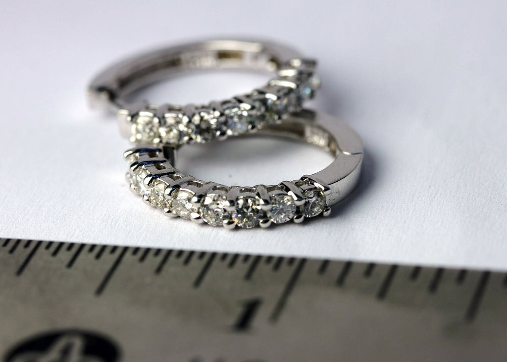 14K White gold Hoop Earring, 0.75ct diamonds