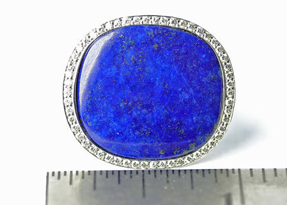 White gold Giant Lapis ring 0.30ct tw diamonds