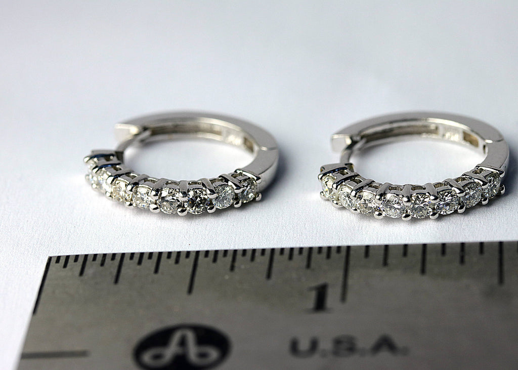 14K White gold Hoop Earring, 0.75ct diamonds