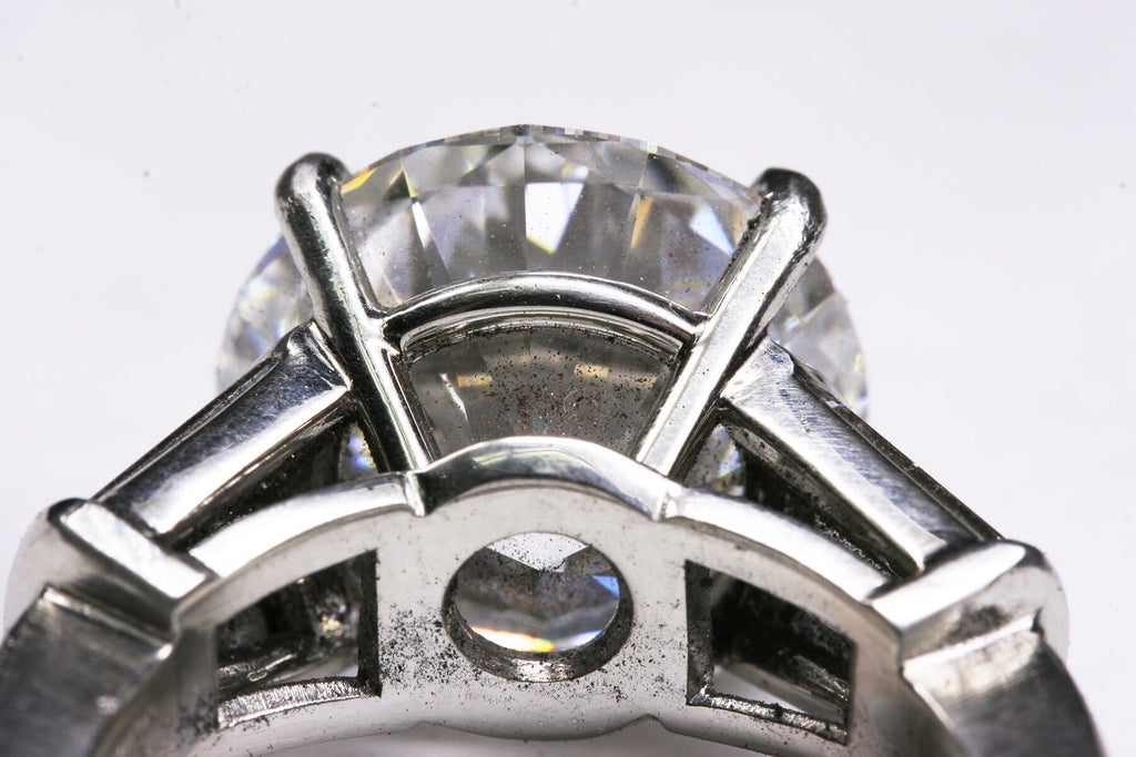 8ct round lab diamond platinum ring, handmade