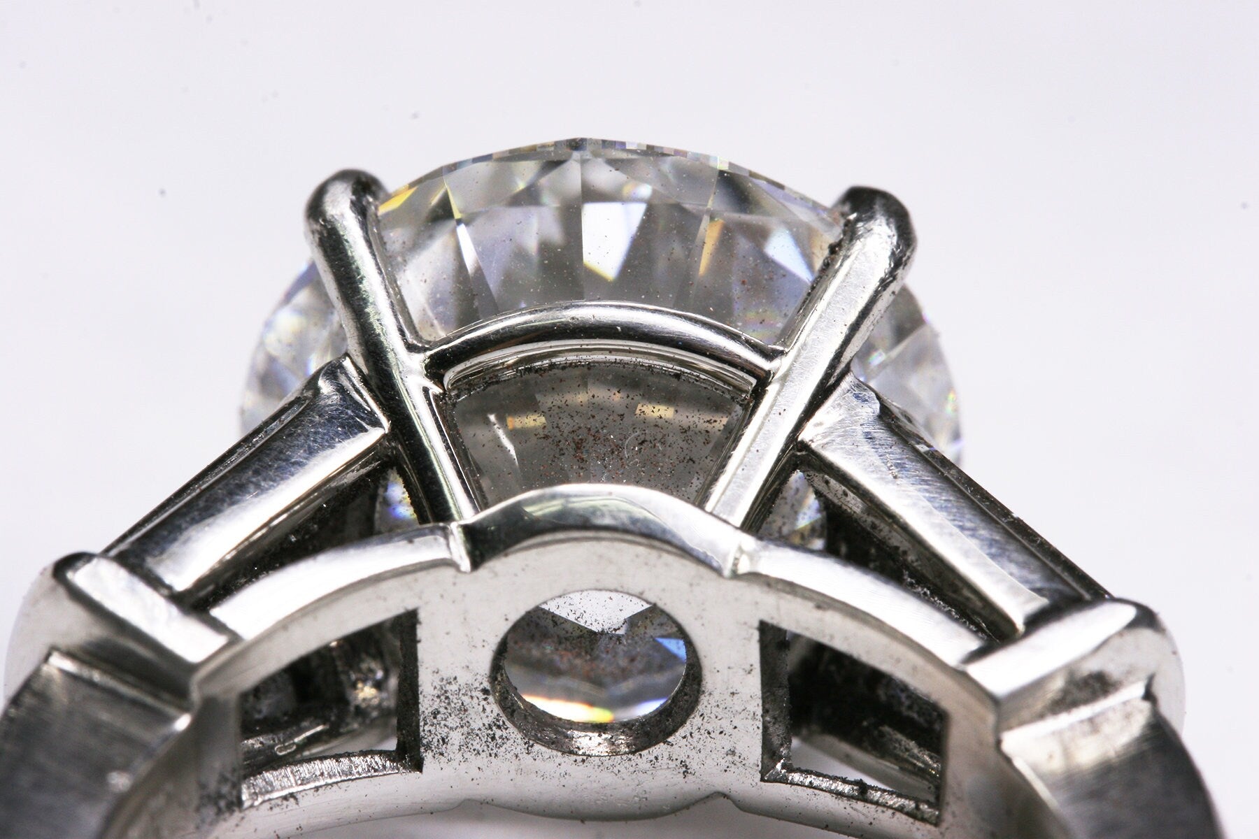 8ct round lab diamond platinum ring, handmade