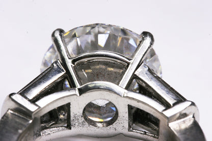 8ct round lab diamond platinum ring, handmade