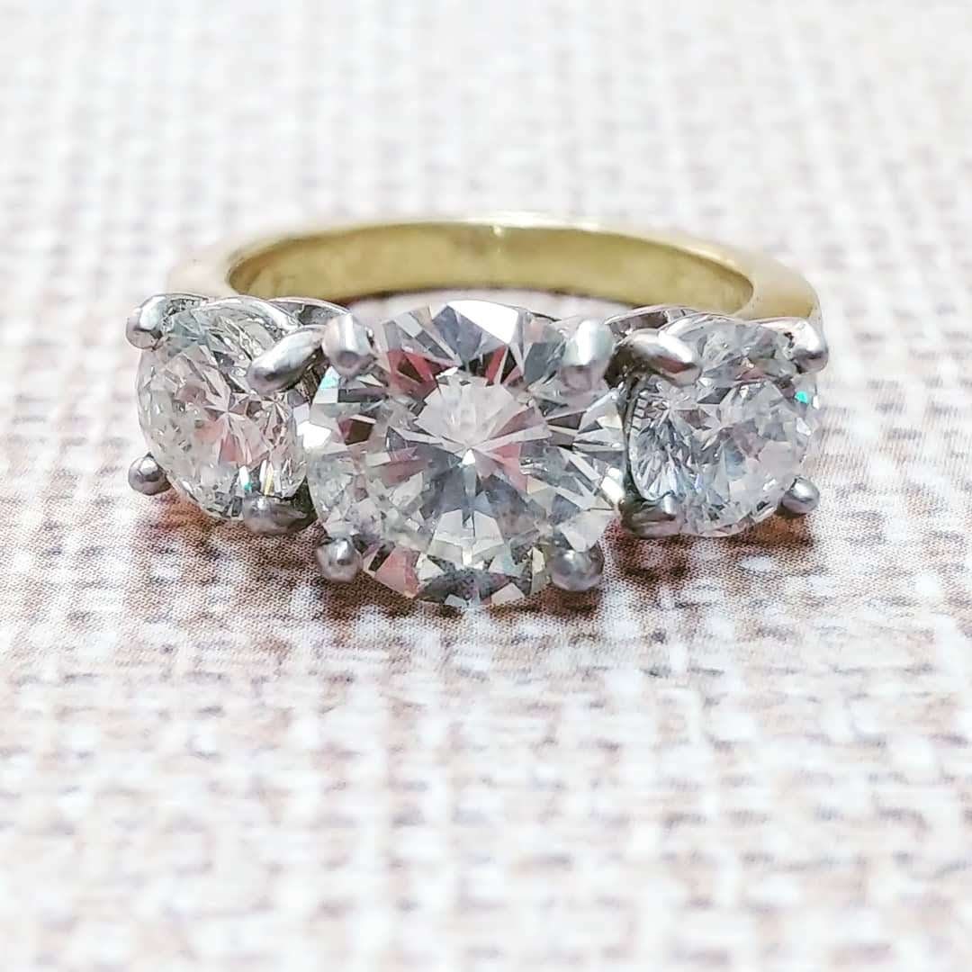Two tone engagement ring, gold and diamonds