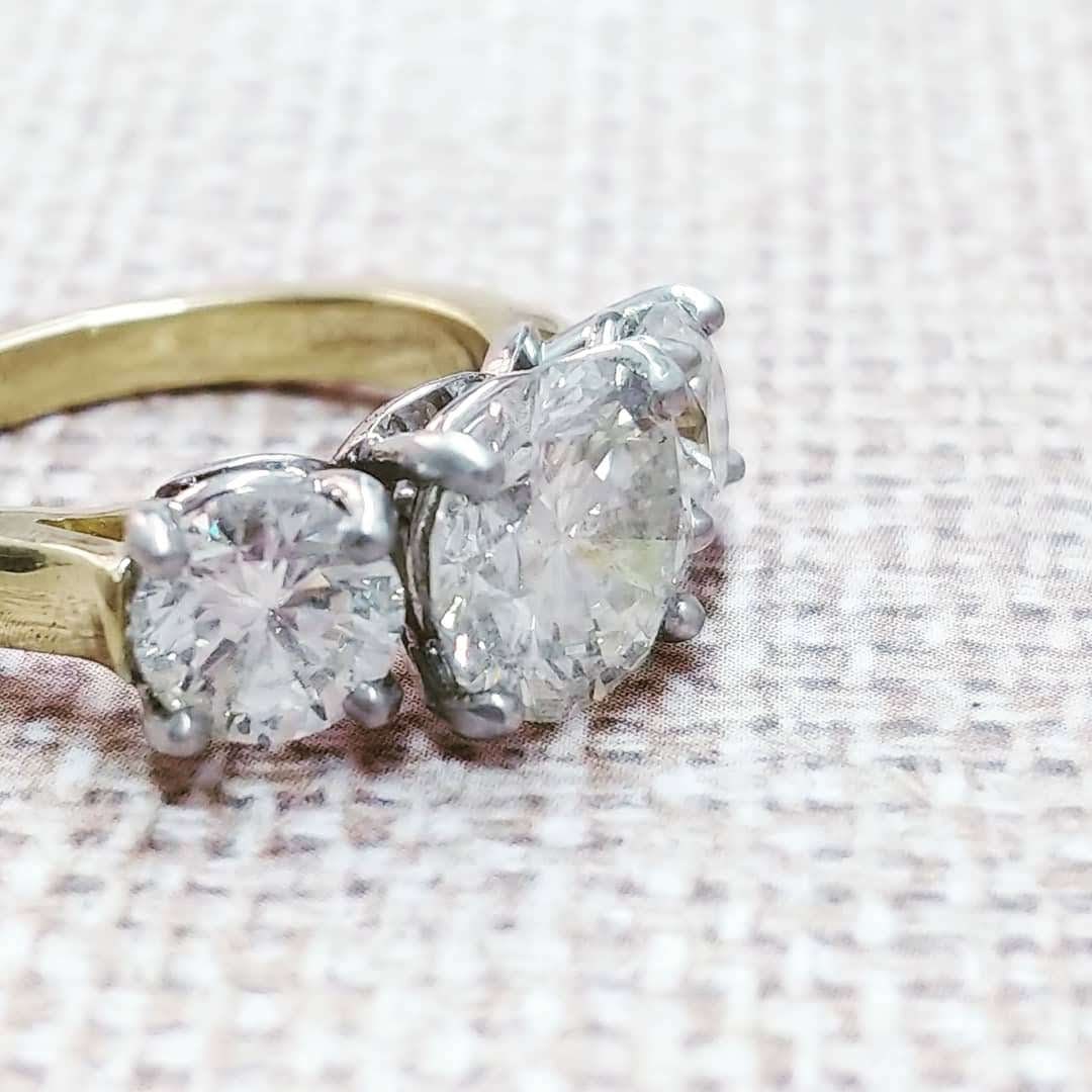Two tone engagement ring, gold and diamonds