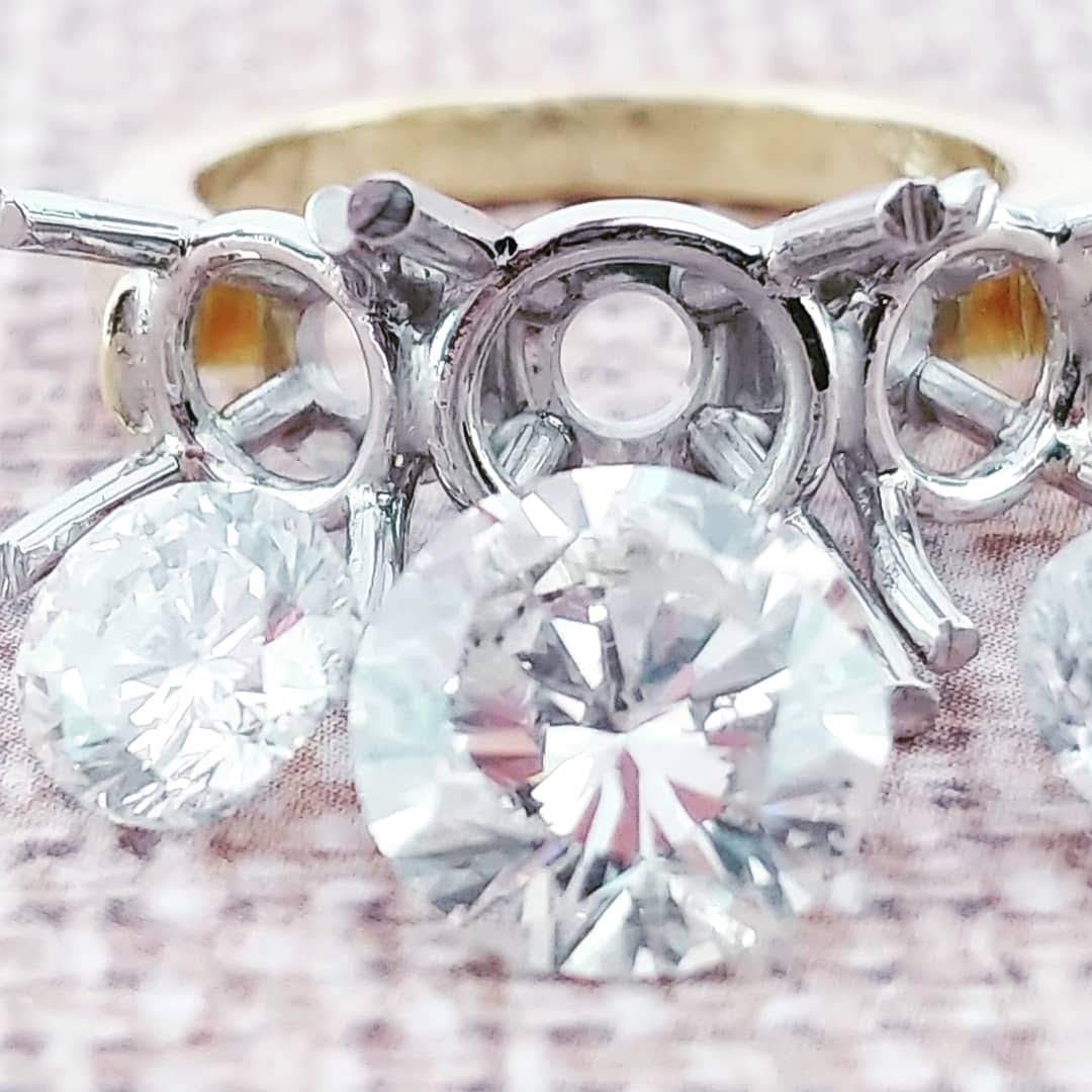 Two tone engagement ring, gold and diamonds