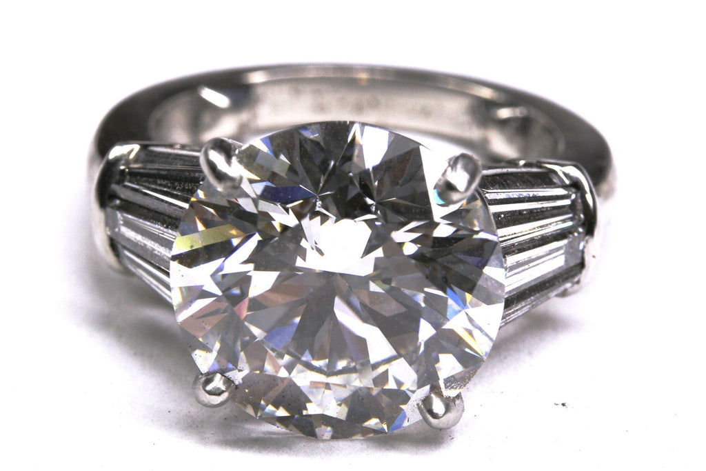 8ct round lab diamond platinum ring, handmade