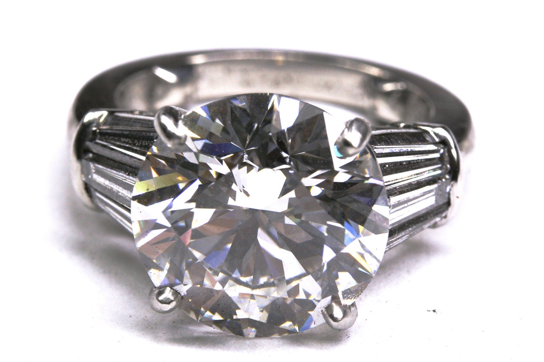 8ct round lab diamond platinum ring, handmade