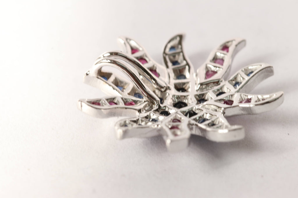 White gold Sapphire & Ruby Sea Star Pendant