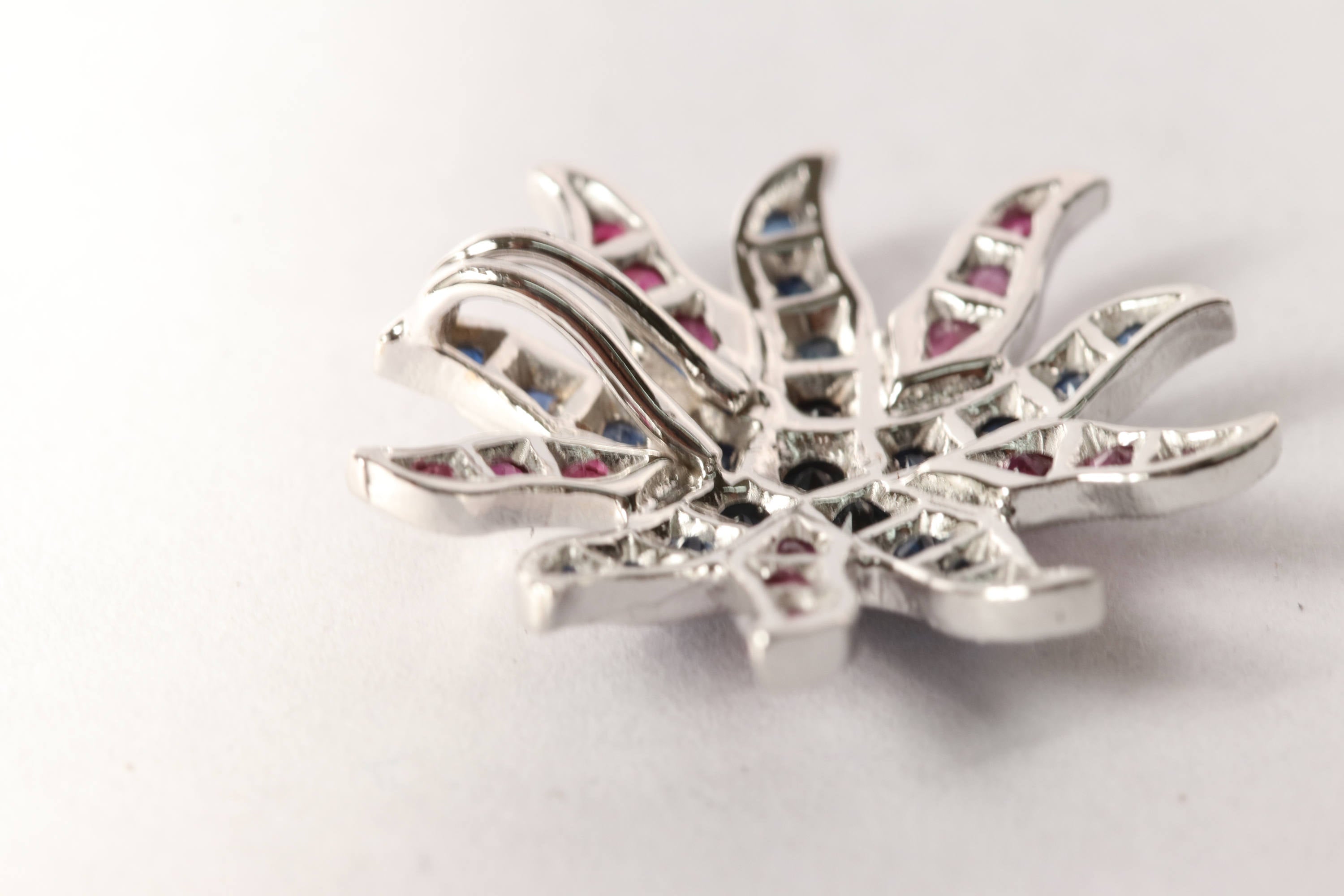 White gold Sapphire & Ruby Sea Star Pendant