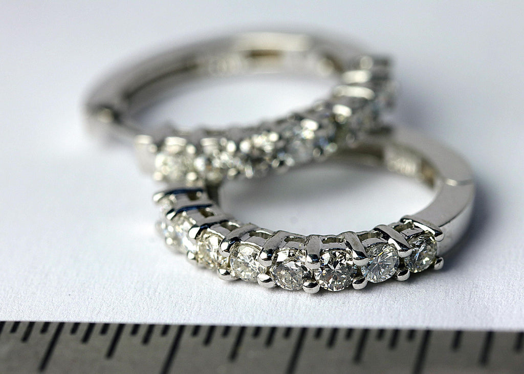 14K White gold Hoop Earring, 0.75ct diamonds