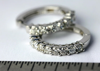 14K White gold Hoop Earring, 0.75ct diamonds