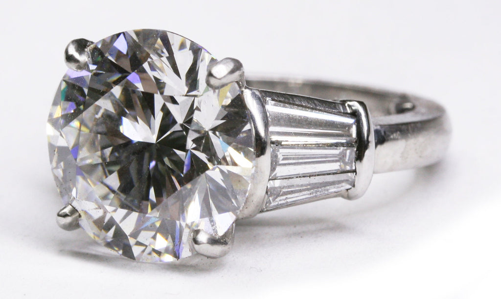 8ct round lab diamond platinum ring, handmade