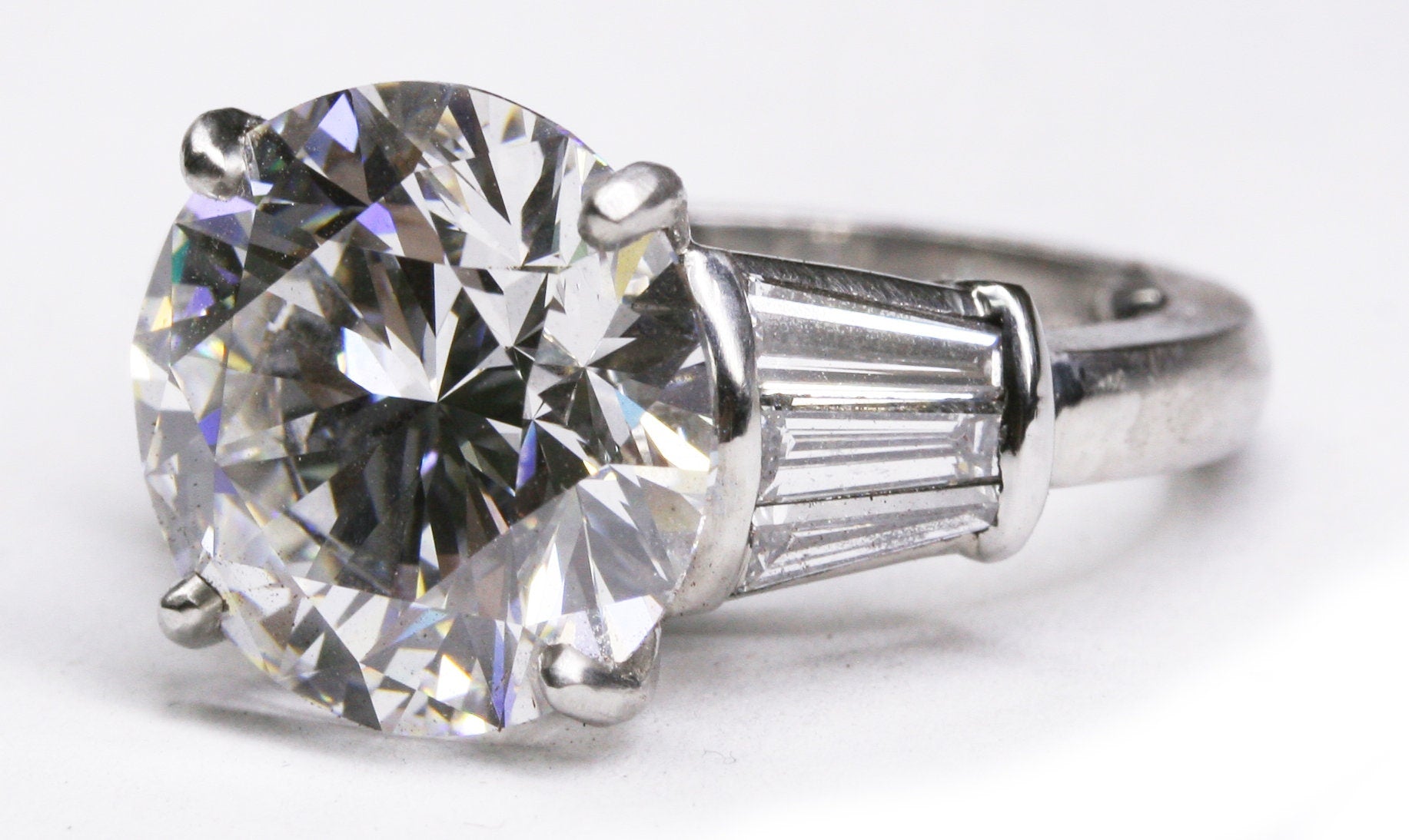 8ct round lab diamond platinum ring, handmade