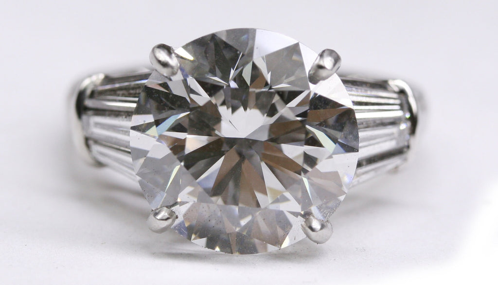 8ct round lab diamond platinum ring, handmade