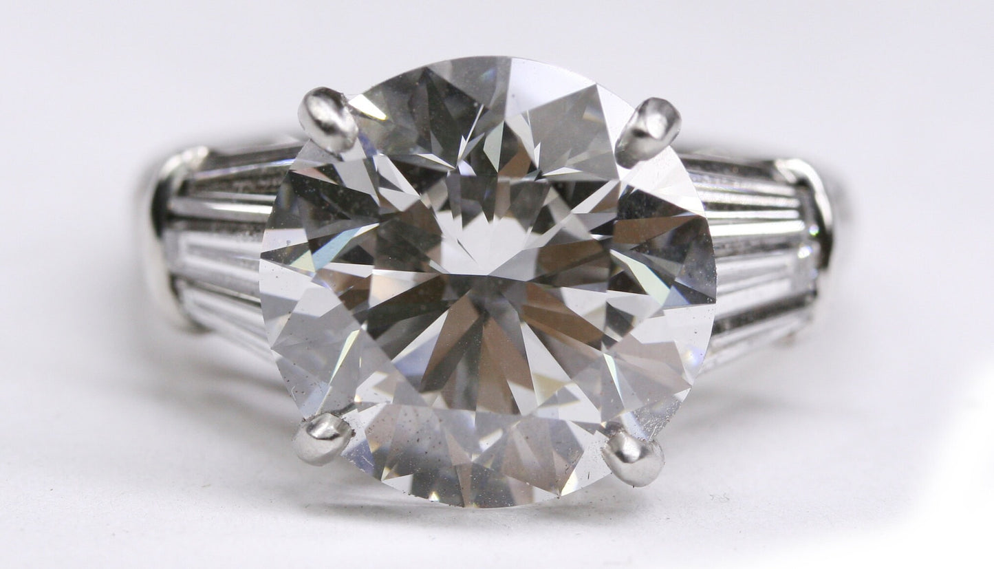 8ct round lab diamond platinum ring, handmade
