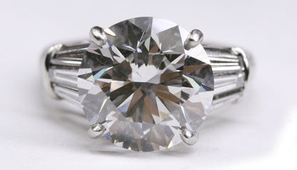 8ct round lab diamond platinum ring, handmade